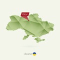 Green gradient low poly map of Ukraine with capital Kiev Royalty Free Stock Photo