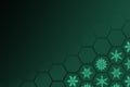 Green gradient octagon background with snowflakes