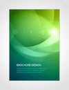 Green gradient smooth wave star glare explosion brochure design realistic template vector