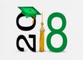 Green 2018 graduation cap with tassel Royalty Free Stock Photo
