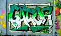 Green Graffiti Gator wall concret white Royalty Free Stock Photo