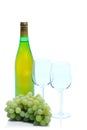 Green grape cluster and wine Royalty Free Stock Photo