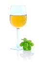 Green grape cluster and wine Royalty Free Stock Photo