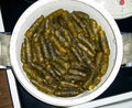 Green Grape Leaves Stuffed Rolls Pattern. Royalty Free Stock Photo