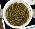 Green Grape Leaves Stuffed Rolls Pattern.