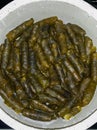 Green Grape Leaves Stuffed Rolls Pattern.