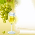 Green grapes and glass white wine