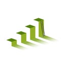 green graph with ladder to mountain peak.