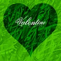 Green grass Valentine heart and decorative text