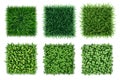 Green grass backgrounds set. Realistic fresh lawn textures collection. Seamless turf pattern Royalty Free Stock Photo