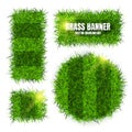 Green grass banners, background. Field, meadow texture, grassy landscape. Football playing pitch, soccer field. Sports