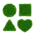 Green Grass Banners Set. Triangle, Box, Circle and Heart. Vector