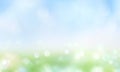 Green grass blue sky blurred bokeh background.Abstract spring summer nature backdrop.Natural texture Royalty Free Stock Photo