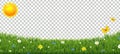 Green Grass Border With Flowers And Sun Isolated Transparent Background Royalty Free Stock Photo