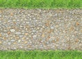 Green grass border on stone wall background Royalty Free Stock Photo