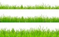 Green Grass borders set isolated on white background. Summer lawn collection. Tufts of grass in line