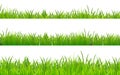 Green Grass borders set isolated on white background. Summer lawn collection. Tufts of grass in line. Meadow panorama for poster. Royalty Free Stock Photo