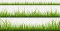 Green grass borders. Summer meadow green panorama nature herbs spring elements lawn grass isolated vector set Royalty Free Stock Photo