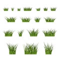 Green grass bushes set nature Royalty Free Stock Photo