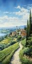 Meticulously Detailed Italian Landscape With Romanesque Art Style