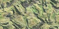 Green grass 3D geography mountain district map atop background