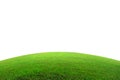 Green grass field on mountain isolated on white background. Beautiful grassland with slope. Clipping path
