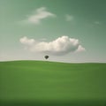 Green grass fields and calm skies. AI-Generated.