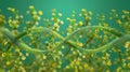 Green grass with flowers. DNA structure made out of green.