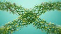 Green grass with flowers. DNA structure made out of green.