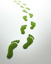 Green grass footprints. Concept of green technology Royalty Free Stock Photo