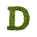 green grass forming letter D, alphabet text font character isolated on white in nature, growth and eco environment