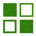 Green grass frame 3D set isolated white background. Seamless pattern Lawn greenery nature. Abstract texture square Royalty Free Stock Photo