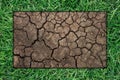 green grass frame with dry soil Royalty Free Stock Photo