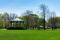 Green Grass and a Gazebo at Welles Park in Lincoln Square Chicago Royalty Free Stock Photo