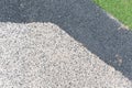 Green grass and gravel concrete background, Decorative exterior Royalty Free Stock Photo