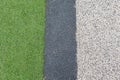 Green grass and gravel concrete background, Decorative exterior Royalty Free Stock Photo
