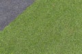 Green grass and gravel concrete background, Decorative exterior Royalty Free Stock Photo