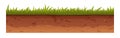 Green grass and ground cross-section, seamless underground level texture. Cutaway, cut lawn surface and soil, earth Royalty Free Stock Photo