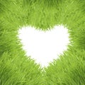 Green grass heart frame isolated on white Royalty Free Stock Photo