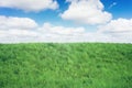 Green grass on hill with blue sky and clouds background Royalty Free Stock Photo