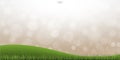 Green grass hill with light blurred bokeh background. Outdoor abstract background. Vector