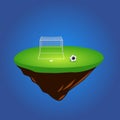 Green grass island and soccer ball vector Royalty Free Stock Photo