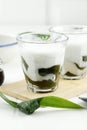 Green Grass Jelly or Cincau Hijau in a Glass, Traditional Indonesian Dessert made from Cyclea Barbata Leaf Royalty Free Stock Photo