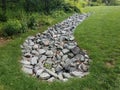 Green grass and large grey rocks