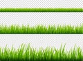 Green grass meadow border vector pattern. Spring or summer plant field lawn. Grass background