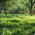 Green grass meadown nature look on natural background. Generative ai Royalty Free Stock Photo