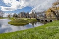 Picturesque landscape with Radboud castle surrounded by its moat in the background Royalty Free Stock Photo