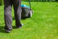 Green grass is mowed lawn mower Royalty Free Stock Photo