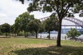 Astoria Queens Riverfront Park along the East River in New York City during Summer with the Hell Gate Bridge