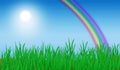 Green Grass Rainbow Background Royalty Free Stock Photo